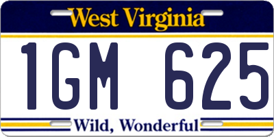 WV license plate 1GM625