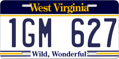 WV license plate 1GM627