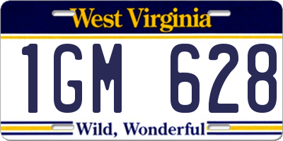 WV license plate 1GM628