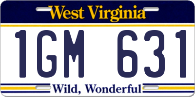 WV license plate 1GM631
