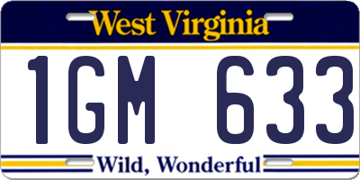 WV license plate 1GM633