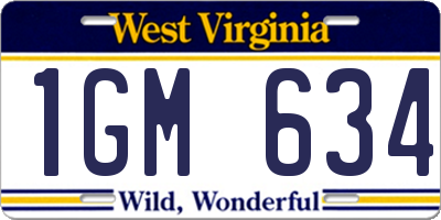 WV license plate 1GM634
