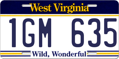 WV license plate 1GM635