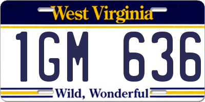 WV license plate 1GM636