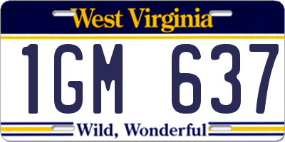 WV license plate 1GM637