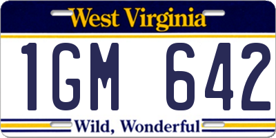 WV license plate 1GM642