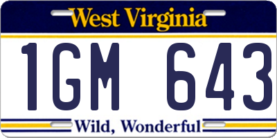 WV license plate 1GM643