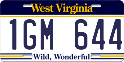 WV license plate 1GM644