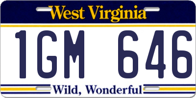 WV license plate 1GM646