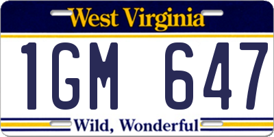 WV license plate 1GM647