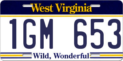 WV license plate 1GM653