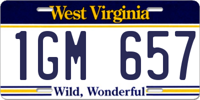 WV license plate 1GM657
