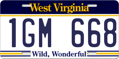 WV license plate 1GM668
