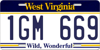 WV license plate 1GM669