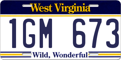 WV license plate 1GM673