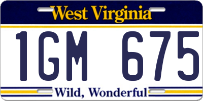 WV license plate 1GM675