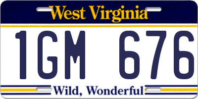 WV license plate 1GM676