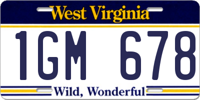 WV license plate 1GM678