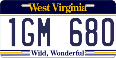 WV license plate 1GM680