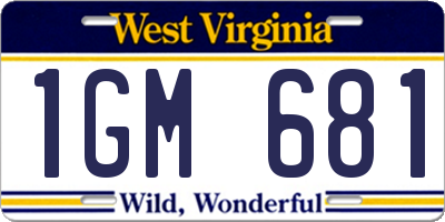 WV license plate 1GM681