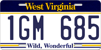 WV license plate 1GM685