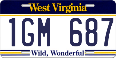WV license plate 1GM687