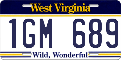 WV license plate 1GM689