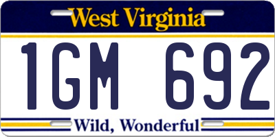 WV license plate 1GM692