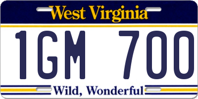 WV license plate 1GM700