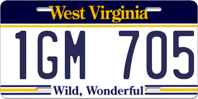 WV license plate 1GM705