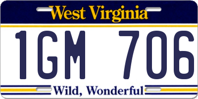 WV license plate 1GM706