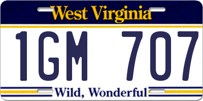 WV license plate 1GM707