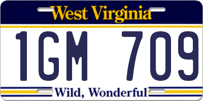 WV license plate 1GM709