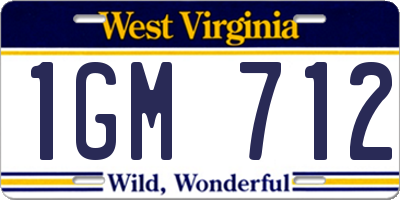 WV license plate 1GM712