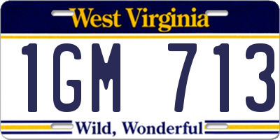 WV license plate 1GM713