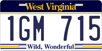 WV license plate 1GM715
