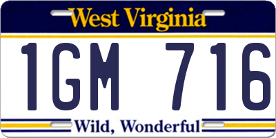WV license plate 1GM716