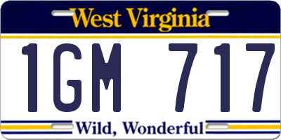 WV license plate 1GM717