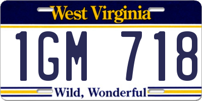 WV license plate 1GM718