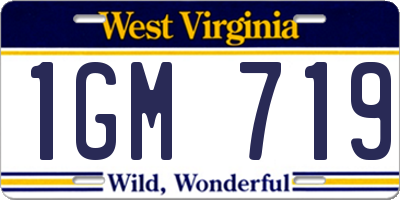 WV license plate 1GM719