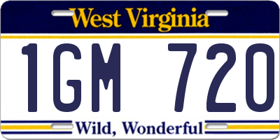 WV license plate 1GM720