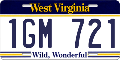 WV license plate 1GM721