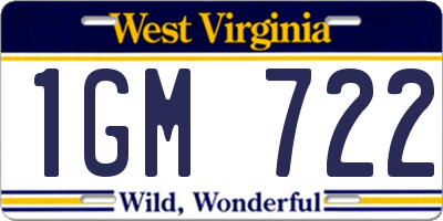 WV license plate 1GM722