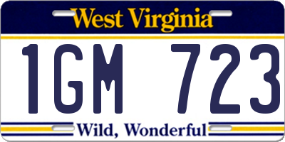 WV license plate 1GM723