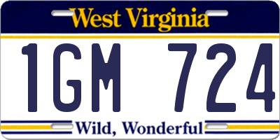 WV license plate 1GM724