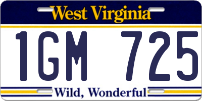 WV license plate 1GM725
