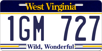 WV license plate 1GM727