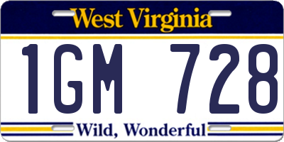 WV license plate 1GM728
