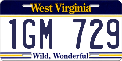 WV license plate 1GM729