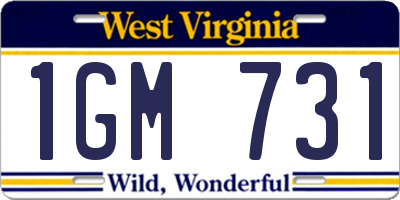 WV license plate 1GM731